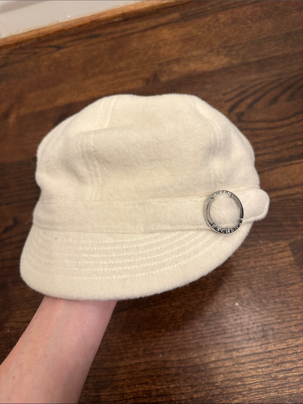 Armani Exchange white Cadet Cap with Silver Ring Accent